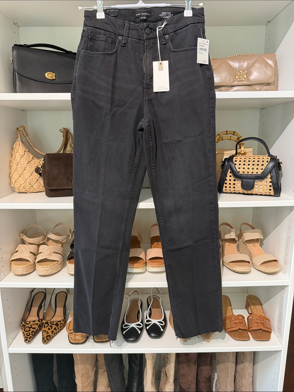 Good American straight leg black jeans